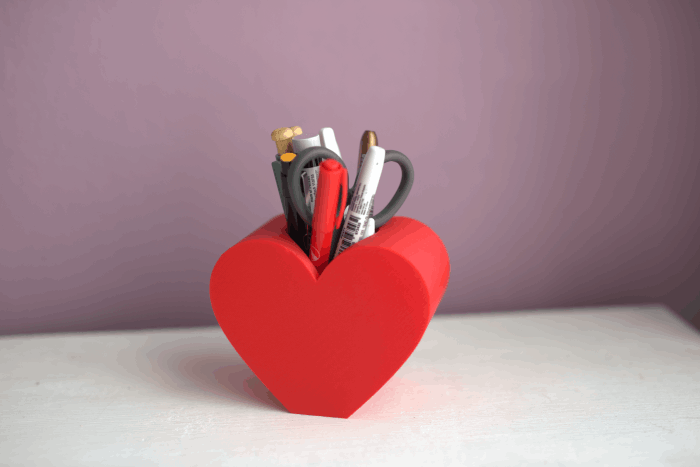 lapicero en forma de corazón impreso en 3d