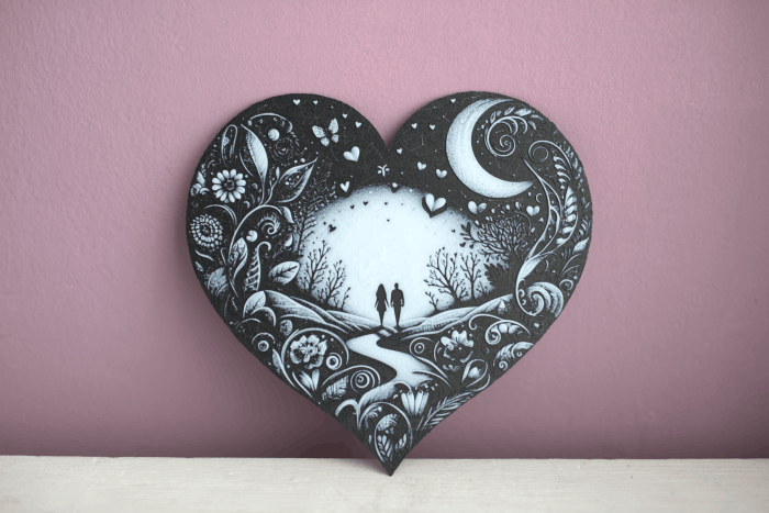 hueforge corazón impreso pareja amor con luna