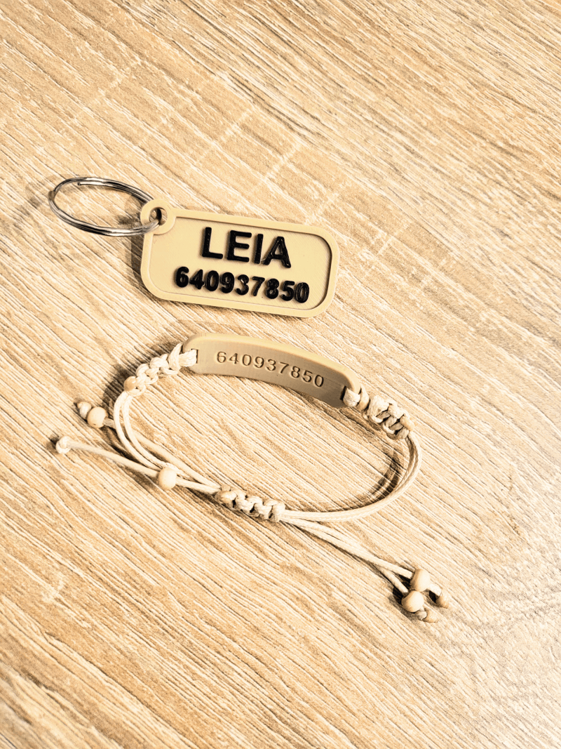 pulsera niño con nombre y teléfono